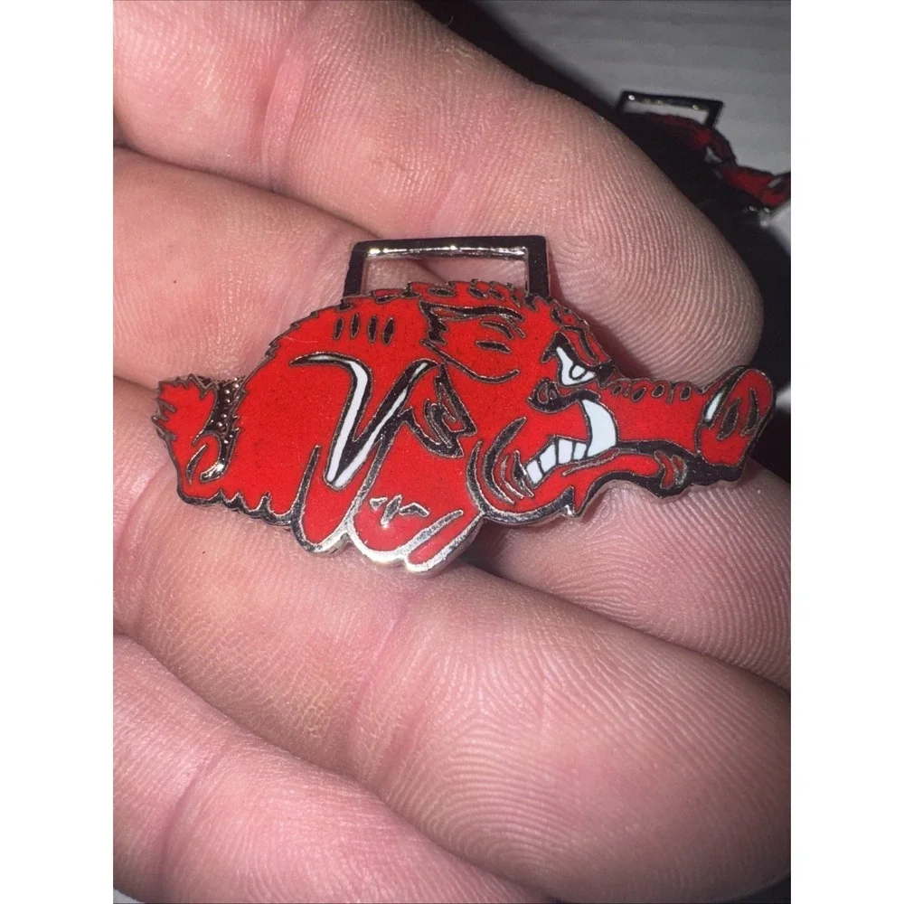 2pc Arkansas Razorbacks Watch Fob Key Chain Necklace Pendant Charm